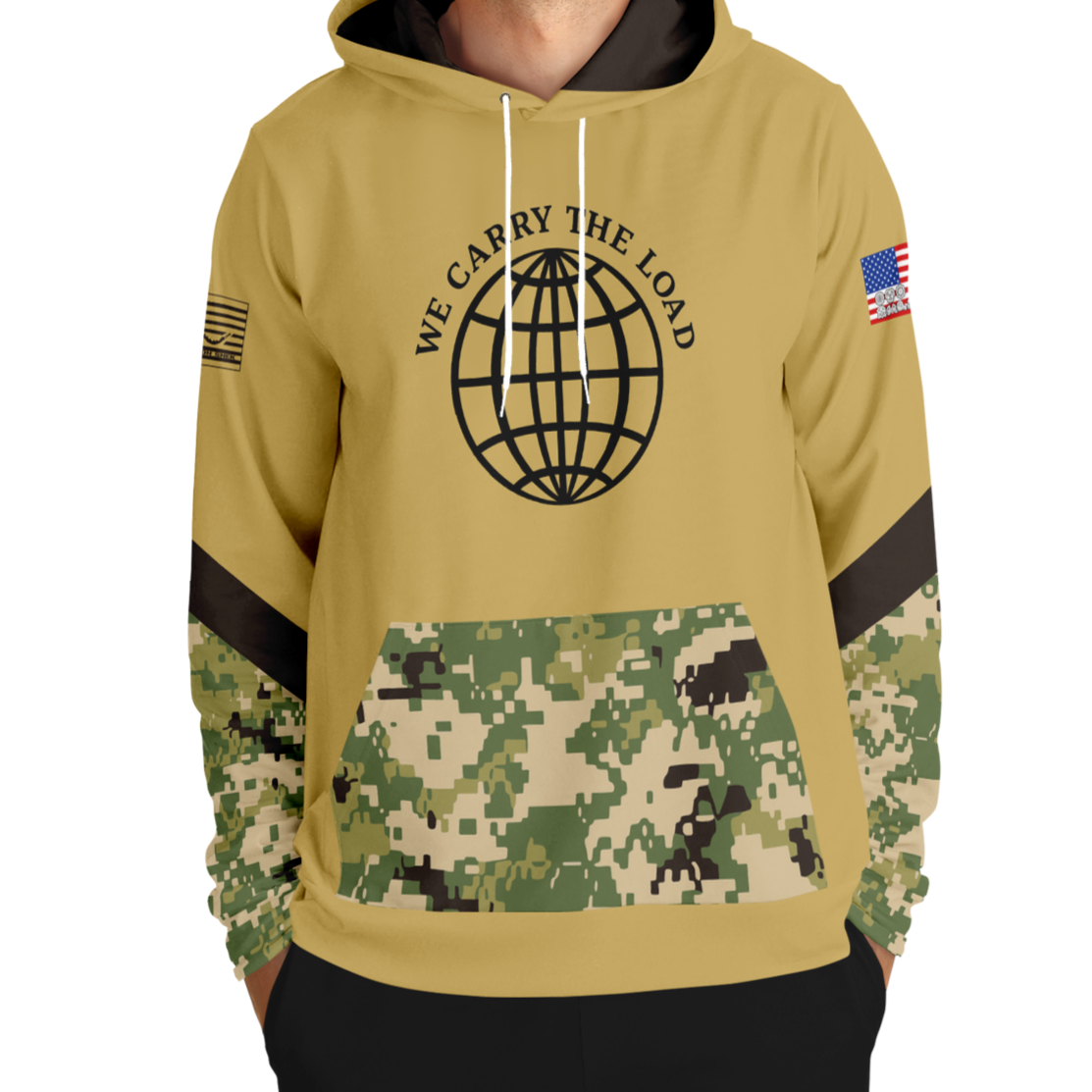 We Carry the Load Hoodie - Tan Camo